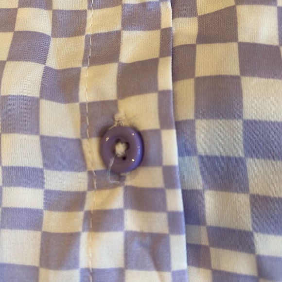 Mauve & white checked flowy pyjamas - Picture 3 of 10